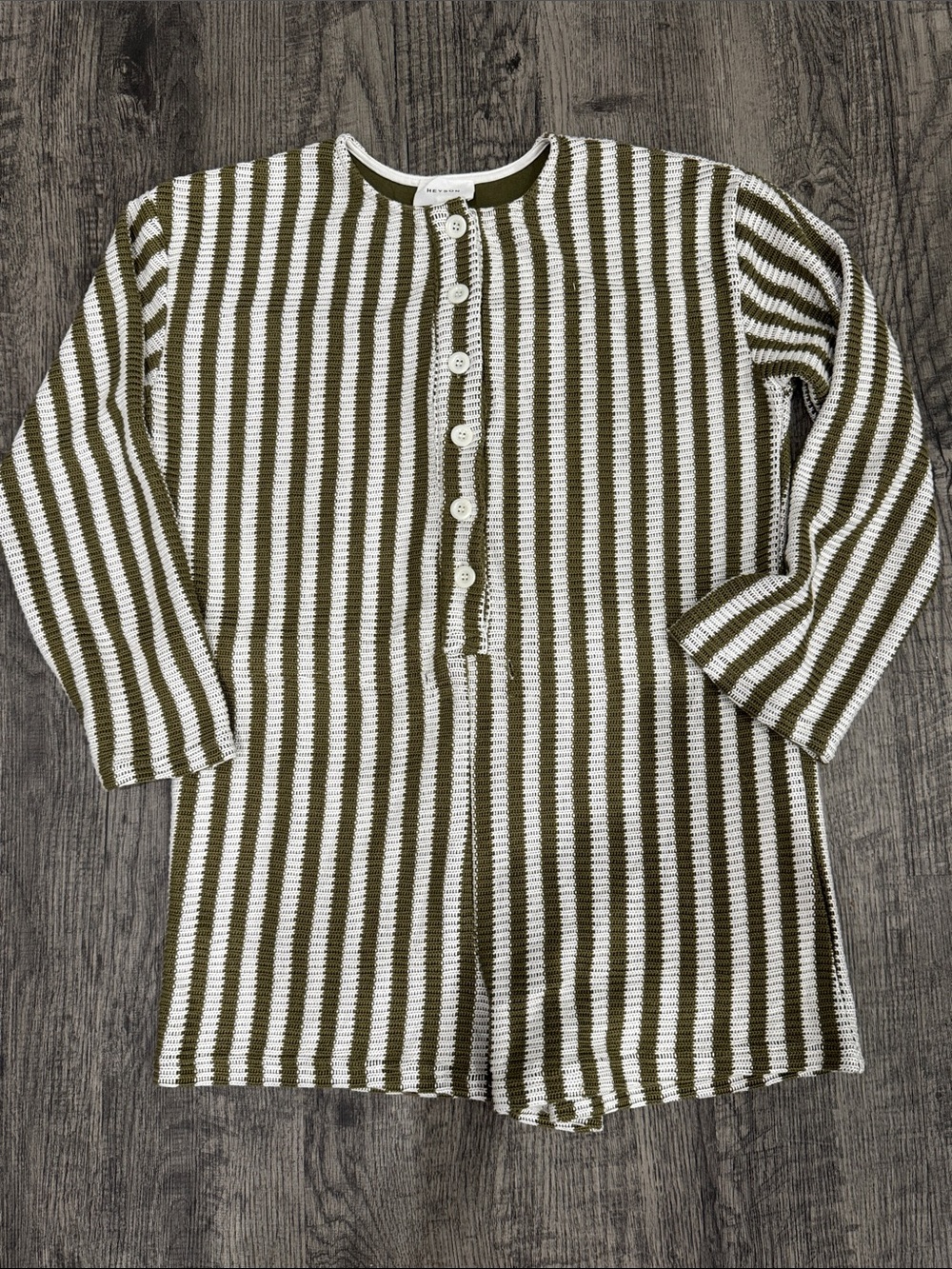 Striped Olive Green & White Women's Swim Coverup